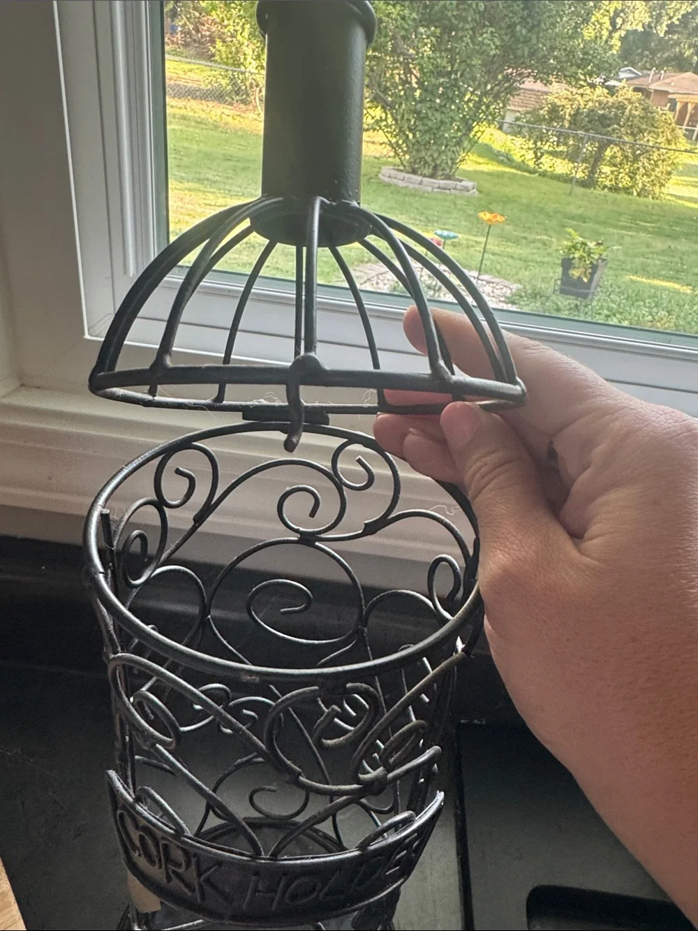 Decorative dark Bronze Metal Cork Holder - Wine Bottle Stand